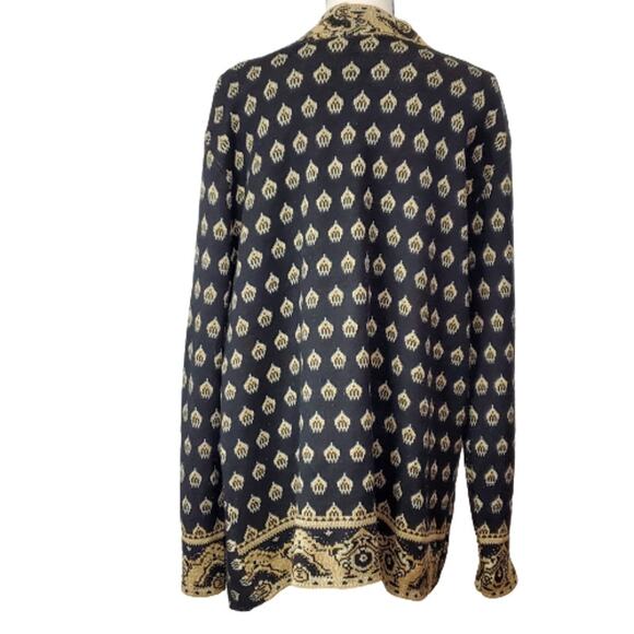 Daytrip Black Brown Long Sleeve Knit Cardigan Career Large - Picture 3 of 6